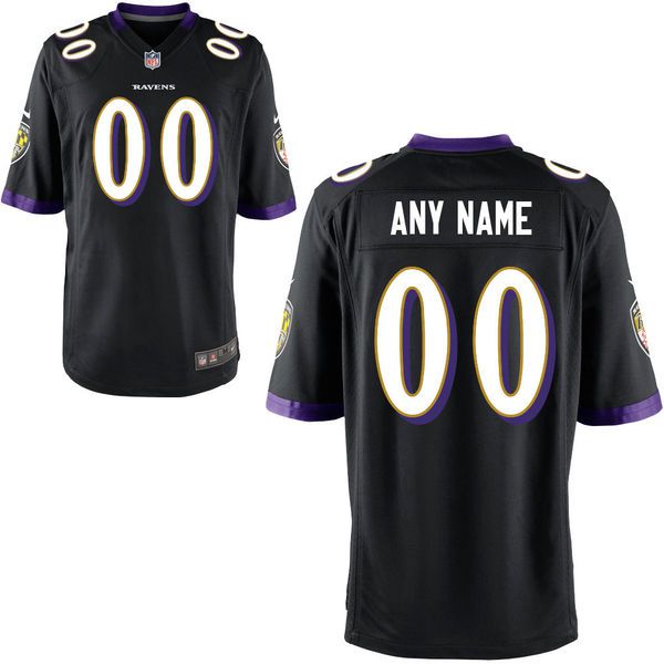 Men Baltimore Ravens Nike Black Custom Alternate Game NFL Jersey->->Custom Jersey